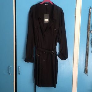 Plus Size Cargo Pocket Shirt Dress